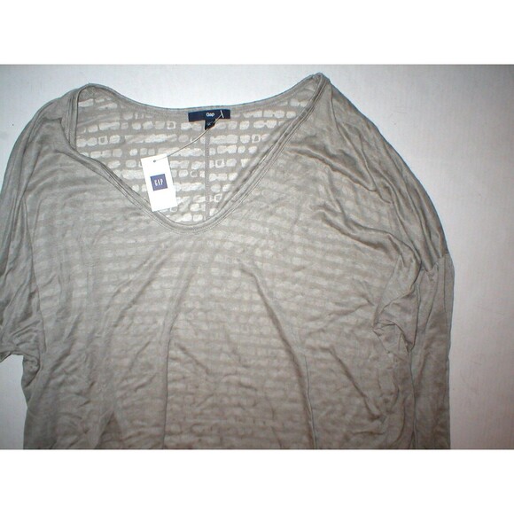 New Womens Gap Rayon Burnout LS Top XL Light Brown Tan Long Sleeves Soft NWT - Picture 2 of 3